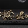 Brass Octopus Figurine Metal Carving Octopus Statue Sea Animal Sculpture Feng Shui Decoration Home Office Desktop Ornament