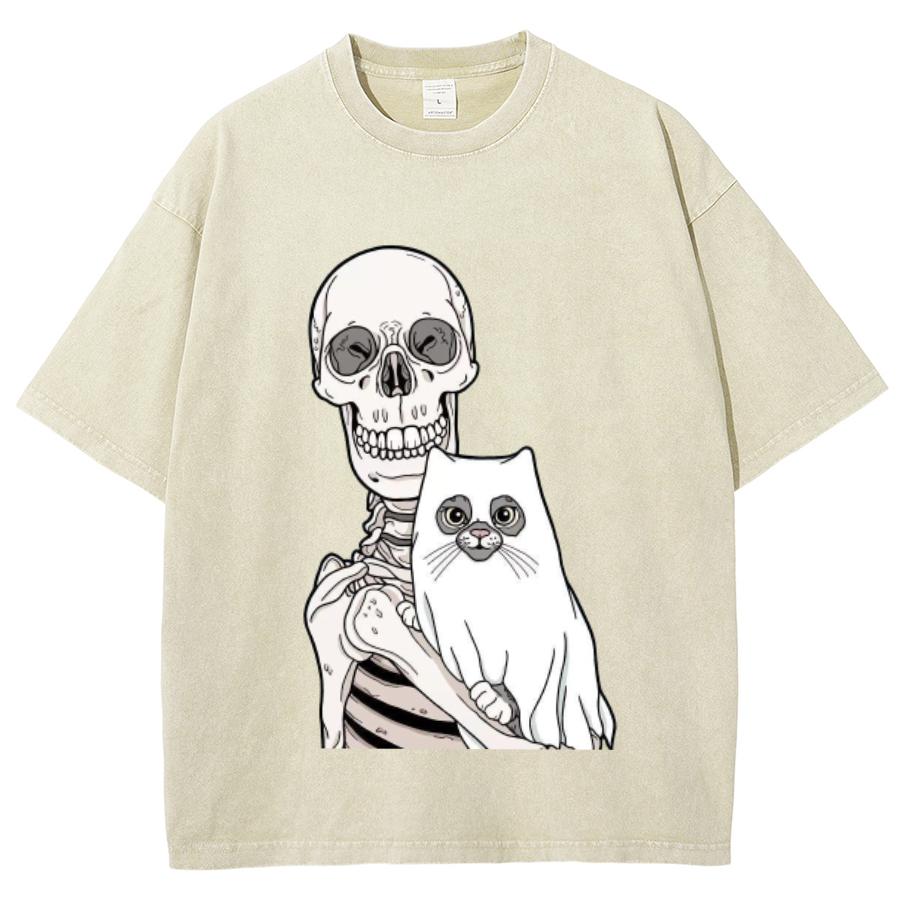 Винтажная джинсовая футболка унисекс оверсайз с графическим принтом черепа женская свободного кроя на сезон футболка класса люкс