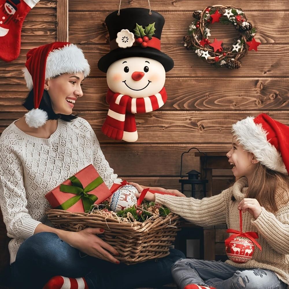 Ornaments Snowman Decoration Wooden Door Decoration Home Decor Christmas Hanging Plate Home Wall