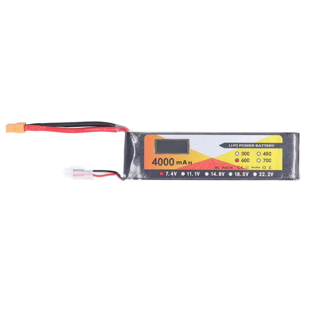 RC Lipo Battery 7.4V 60C Discharge Rate 2S XT60 Plug Connector 4000mAh Power for Remote Control