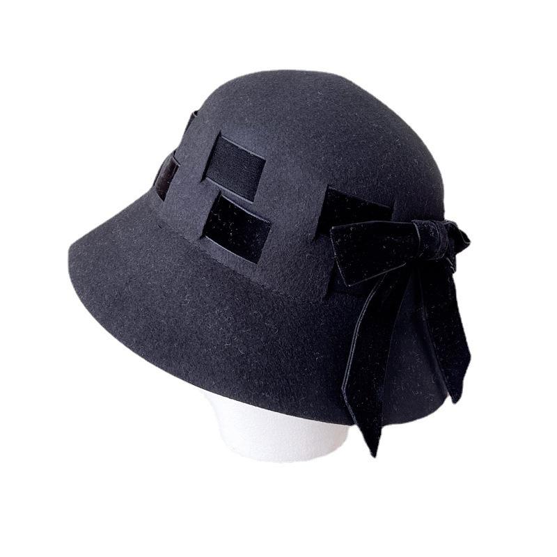 Рыбацкая шляпа из австралийской шерсти в японском стиле, высококачественная осенне-зимняя теплая фетровая шляпа, нежная модная бархатная шляпа с бантом
