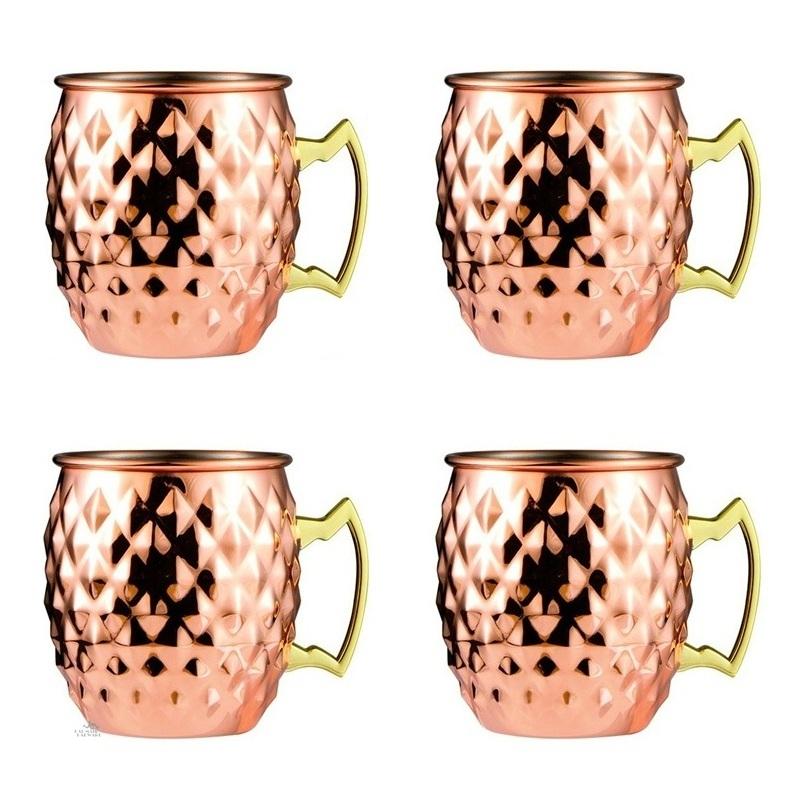 4 шт. 550 мл Чистые Медные Кружки Moscow Mule Металлическая Кружка Чашка Нержавеющая Сталь Пиво Вино Кофе Чашка Коктейль Инструмент