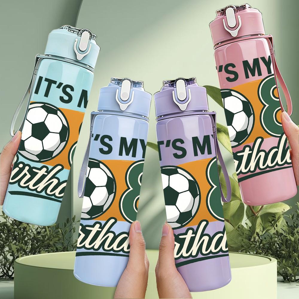1PC Its My 8th Birthday 750ml Color Plastic Sports Water Bottle Leakproof Flip Straw Lid Suitable for Sports Office Home Use