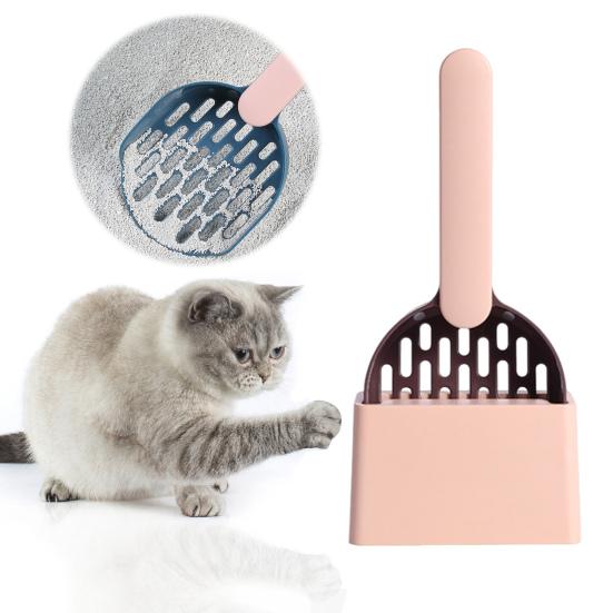 Cat Litter Shovel with Holder Cat Poop Scoop Sifting Shovel with Base Easy Clean Pet Waste Scooper for All Breeds