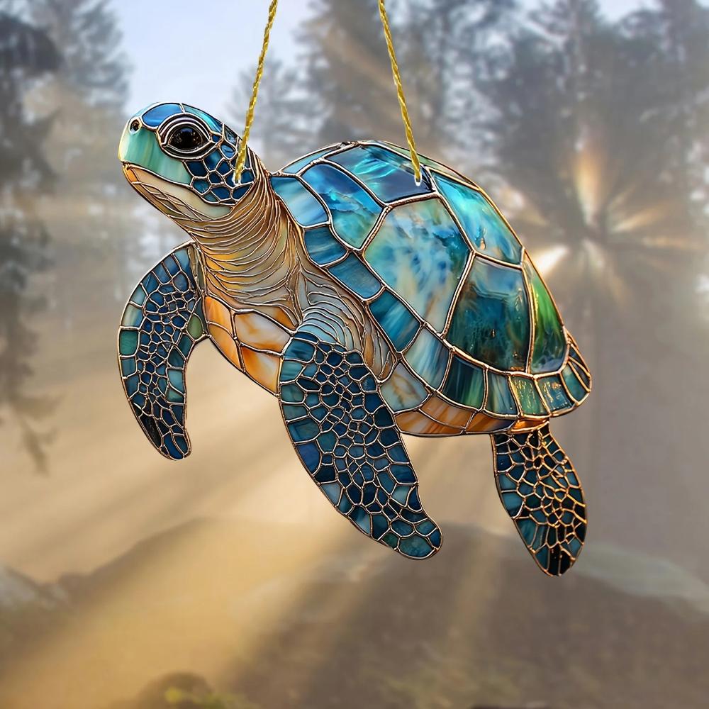 20X20X0.2см Мифический Огненный Феникс и Черепаха Ловец Солнца Расписанный Акрилом Стекло Подвесное украшение для окна Подвеска для украшения веранды