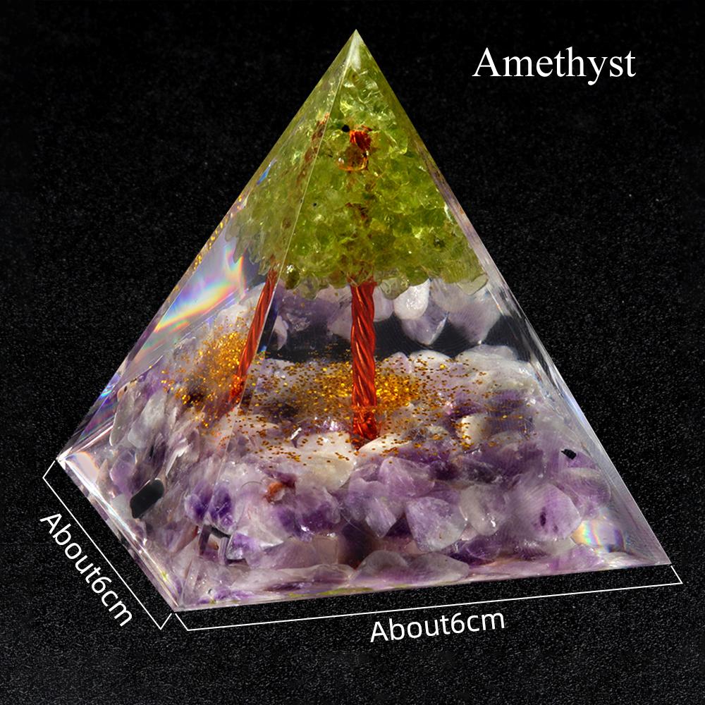 1 шт. Пирамида из натуральной каменной крошки, декоративная, Рейки, целебные камни, предметы интерьера, пирамида Древо жизни, настольный декор для дома, украшения, подарки на удачу