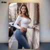 Винтажная Женщина Уличная Сцена Металлическое Настенное Искусство  x Дюймов Ретро Декор для Гостиной Предварительно Просверленные