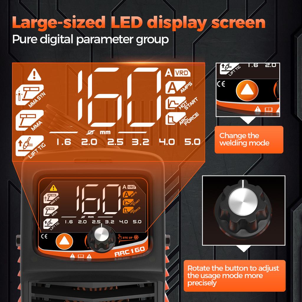 FEIFANKE ARC160 Digital Intelligent IGBT Inverter DC Arc Welding Machine 160A 220V MMA Welder with LED Display
