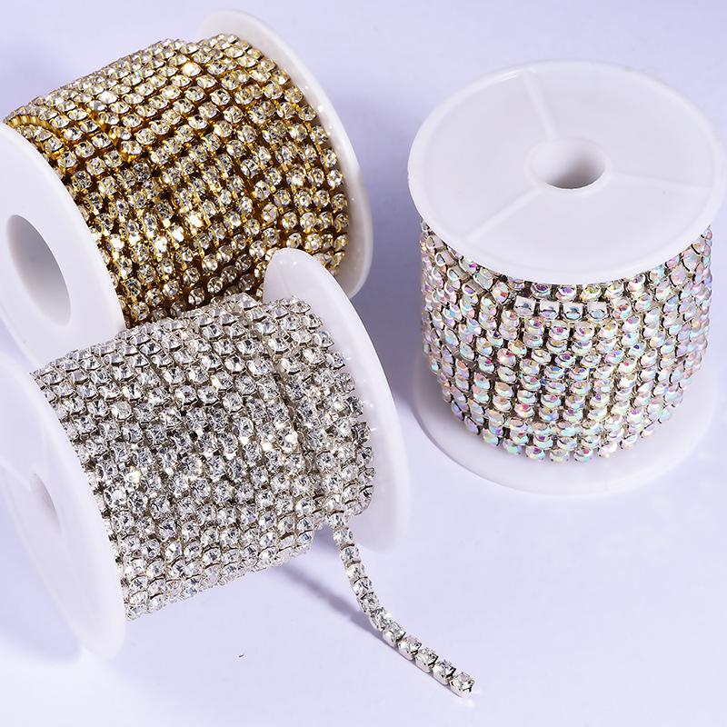 Стеклянная хрустальная цепь D-типа с интенсивным коготком, ушной коготь с золотой и серебряной нижней поддержкой, декоративные аксессуары для алмазной цепи своими руками