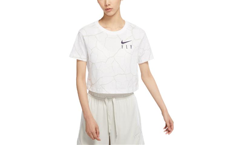 Nike Crop Tops Women's White Crew Neck Moderate DD0838-100