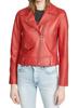 Women 100% Lambskin Motorcycle Biker Real Soft Handmade Red Leather Jacket