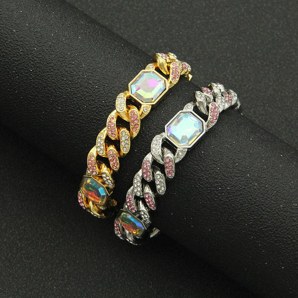 Европа и Соединенные Штаты. Преувеличенная красочная циркониевая цепочка. Хипстерское ожерелье. Хип-хоп. Одежда в стиле хип-хоп. Властные мужские украшения с цирконом.