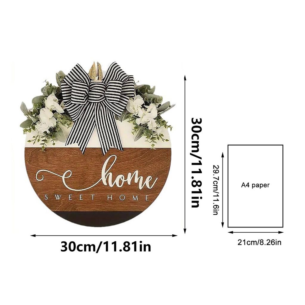 Spring HOME Wreath Wooden Welcome Door Sign Wooden Plaque For Front Door Sweet Home Décor Hanging