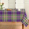 Horaldaily Mardi Gras Tablecloth 60×104 Inch Rectangular, Buffalo Plaid Green Yellow Purple New Orleans Brazil Carnival Washable Seasonal Table
