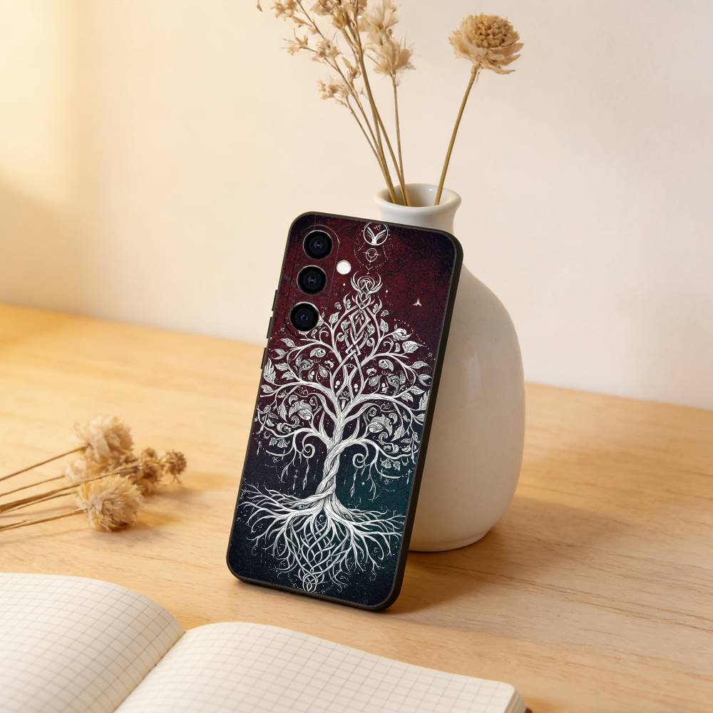 Чехол для телефона "Древо жизни Иггдрасиль" для Samsung Galaxy A73, A72, A71, A70, A53, A52, A51, Мягкий силиконовый черный чехол