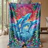 Oceanic Dolphin Dance Theme blanket Lightweight Warm Flannel Blanket Decorative Throw Blanket for Home Decoration
