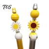 Acrylic And Wooden Beads for Pens Sunflower Bee Beaded Ballpoint Pen Set, DIY Easy Assemble Creative Stationery Gift Set Kits, Smooth Writing