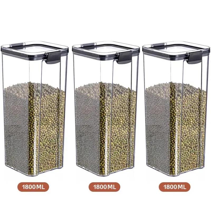1-5Pcs Sets Sealed Jar Food Storage Box Transparent Plastic Kitchen Organizer Multigrain Tank Stackable Dried Sealed Storage Jar