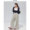 Julu Studio "Spring and Summer Breathable Feel" Loose Drawstring Wide-Leg Striped Casual Pants for Slightly Plus-Size Women, Plus-Size Long Pants