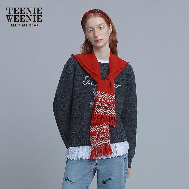 Женский зимний свитер Teenie Weenie с надписью и маленьким медведем