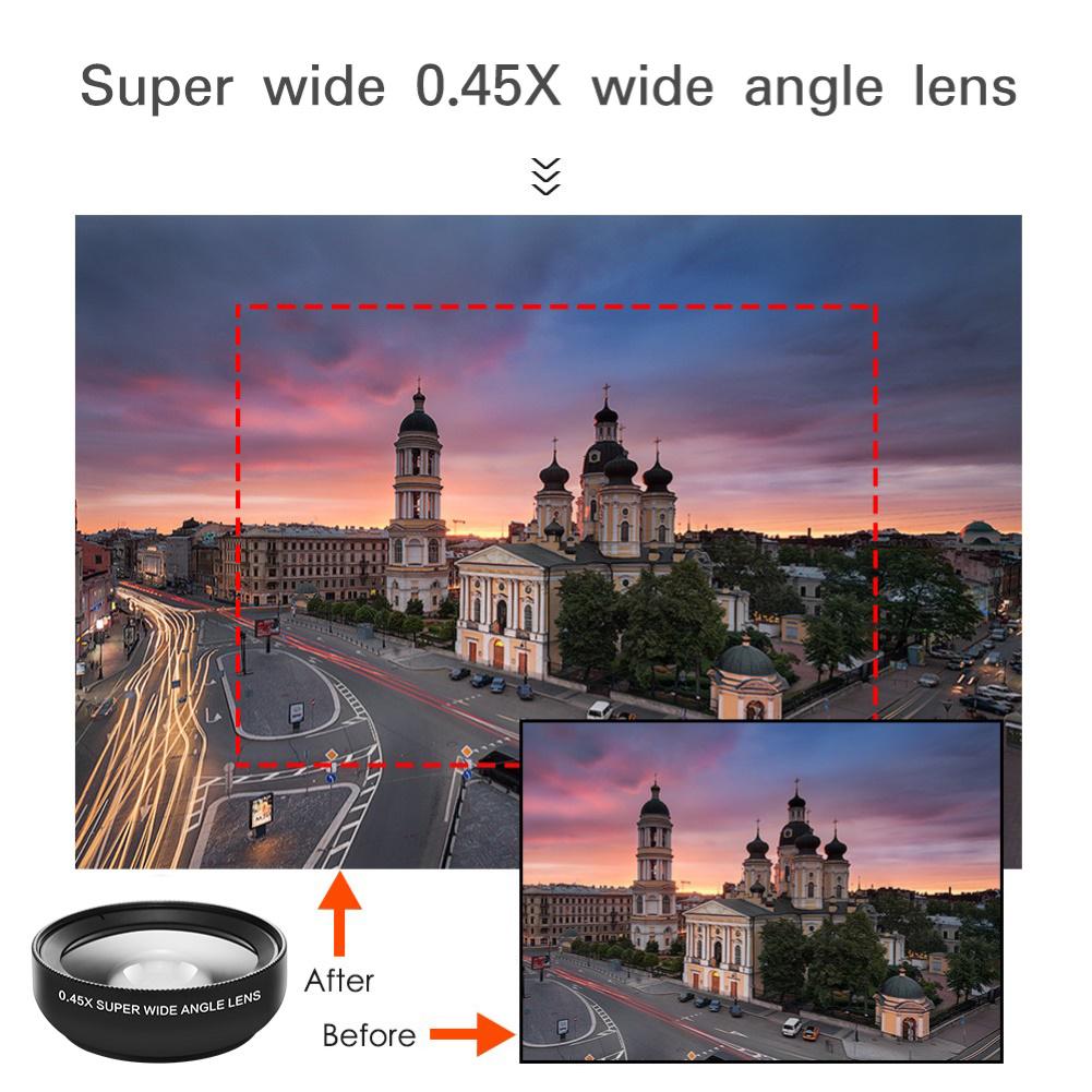 Phone Mobile Universal Wide 0.45X 12.5X Angle HD Macro Lens for iPhone Android