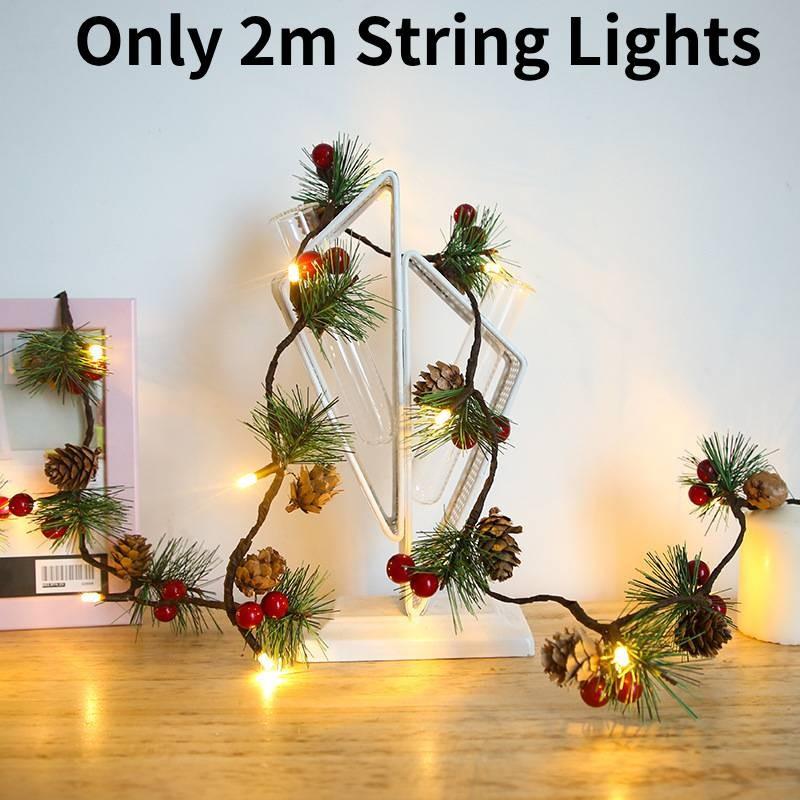 2м Рождественская светодиодная гирлянда с сосновыми шишками, работающая от батареек, украшения для рождественской елки, лампа