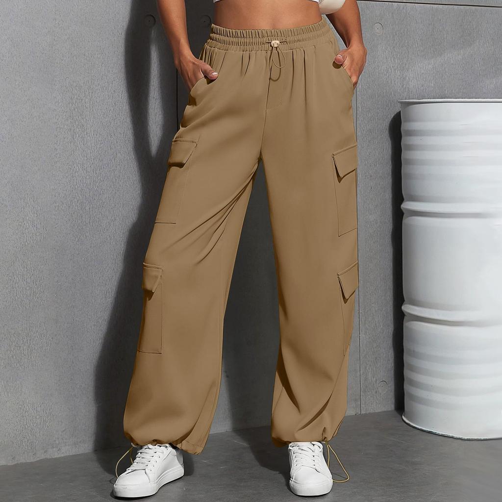 Women's Fashion Sport Solid Color Pocket Casual Sweatpants Pants