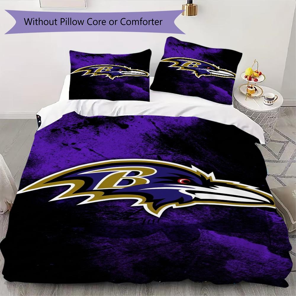 Baltimore Ravens Pattern Bedding uilt Set uilt Cover Pillowcase Home Decoration Birthday Gift (1*duvet cover + 2*pillowcase without core)