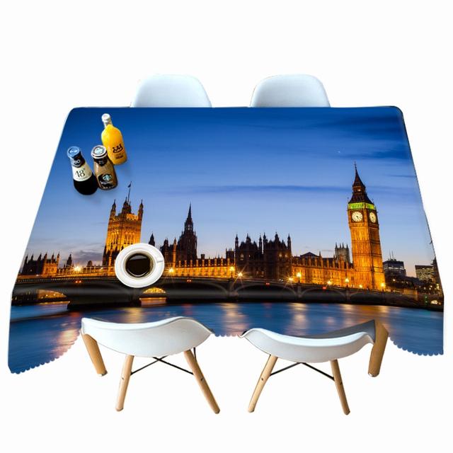 Arch Bridge View Pattern Tablecloth Thicken Cotton Rectangular Round Table Cloth For Wedding Picnic Party
