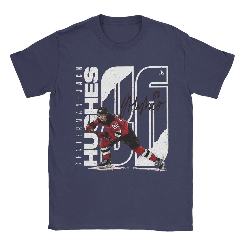 Jack Hughes New Jersey Hockey T Shirt Unisexs Cotton Novelty TShirts Round Neck Tee Shirt Short Sleeve Clothing XL XL