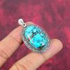 Blue Turquoise Handmade Gemstone Pendant, 925 Solid Sterling Silver Antique Jewelry Pendant, For Engagement Gift