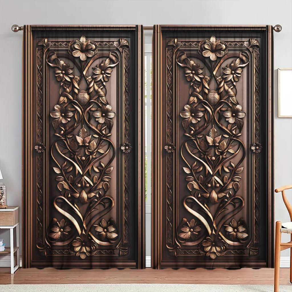 2 шт. Классические деревянные резные шторы   Шторы на шесте для защиты от солнца и обеспечения конфиденциальности