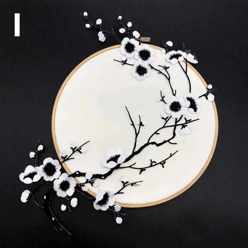 Plum Blossom Flower Applique Clothing Embroidery Patch Fabric Sticker Iron On Patch DIY Craft Repair Clothes Sewing Accessories