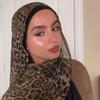 Lightweight Cotton Linen Scarf Travel Sun Protection Leopard Print Wide Wrap Shawl Women