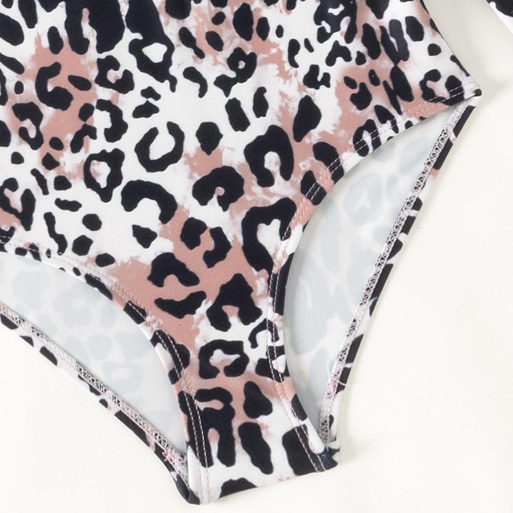 Леопардовый купальник для девочек 4-7 лет, детский купальник с длинным рукавом, пляжные купальники, детские купальные костюмы, горячий источник