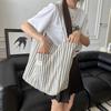 Женская сумка-тоут в полоску, холщовая, повседневная, женские сумки, простая, для покупок, большой вместимости, женская сумка-шоппер, школьная, на плечо, KTY