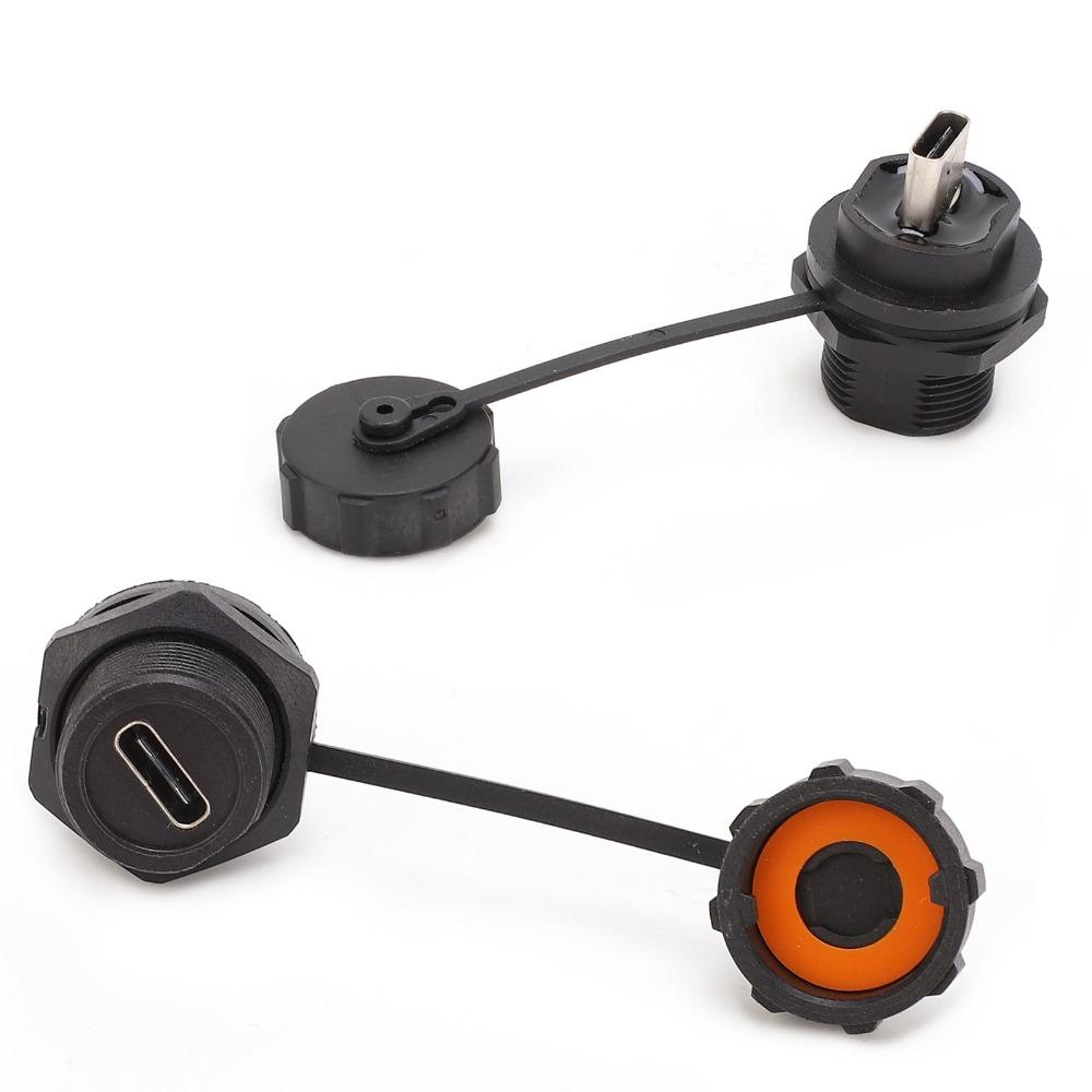 with Dust Cover Waterproof USB Connector IP67 Type C Socket Panel Equipment Connection