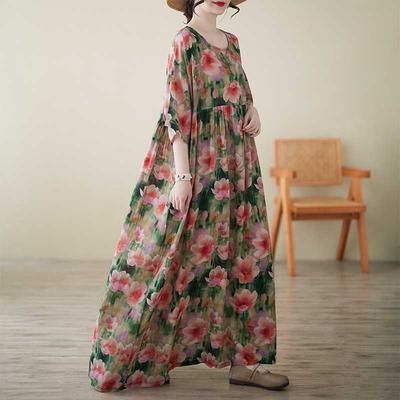 Летнее платье большого размера, дышащее, из смесового льна, платье-сдвиг с коротким рукавом для женщин