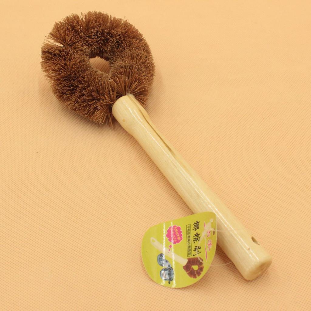 Wooden Handle Washing Pot Coconut Palm Brush Non-stick Oil Pot Brush Kitchen Pot Brush Pot Brush Bowl Kitchen Wooden Handle Washing Pot Brush
