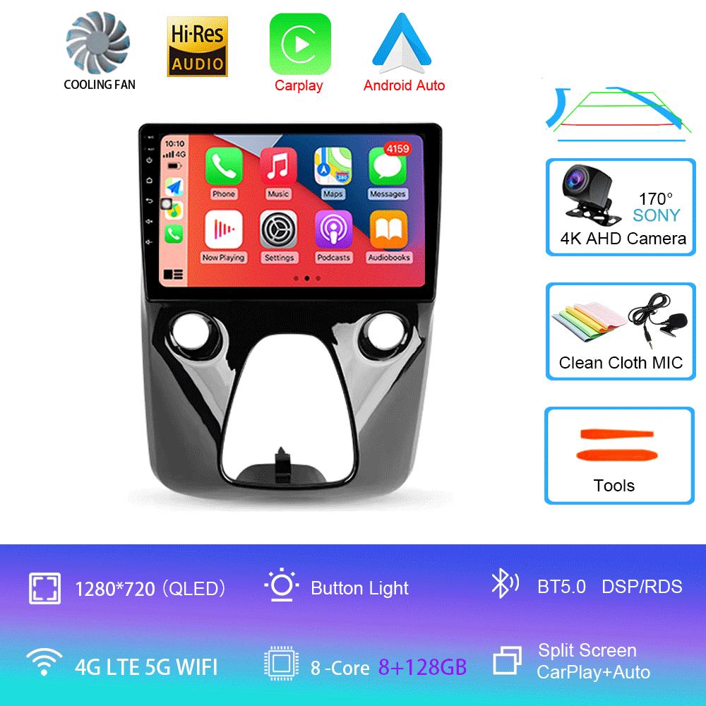 Автомобильное радио Android 14 для Toyota Aygo Peugeot 108 Citroen C1 2016 - 2020 Авто Мультимедийный Плеер Стерео 4G WIFI Carplay 360 Камера