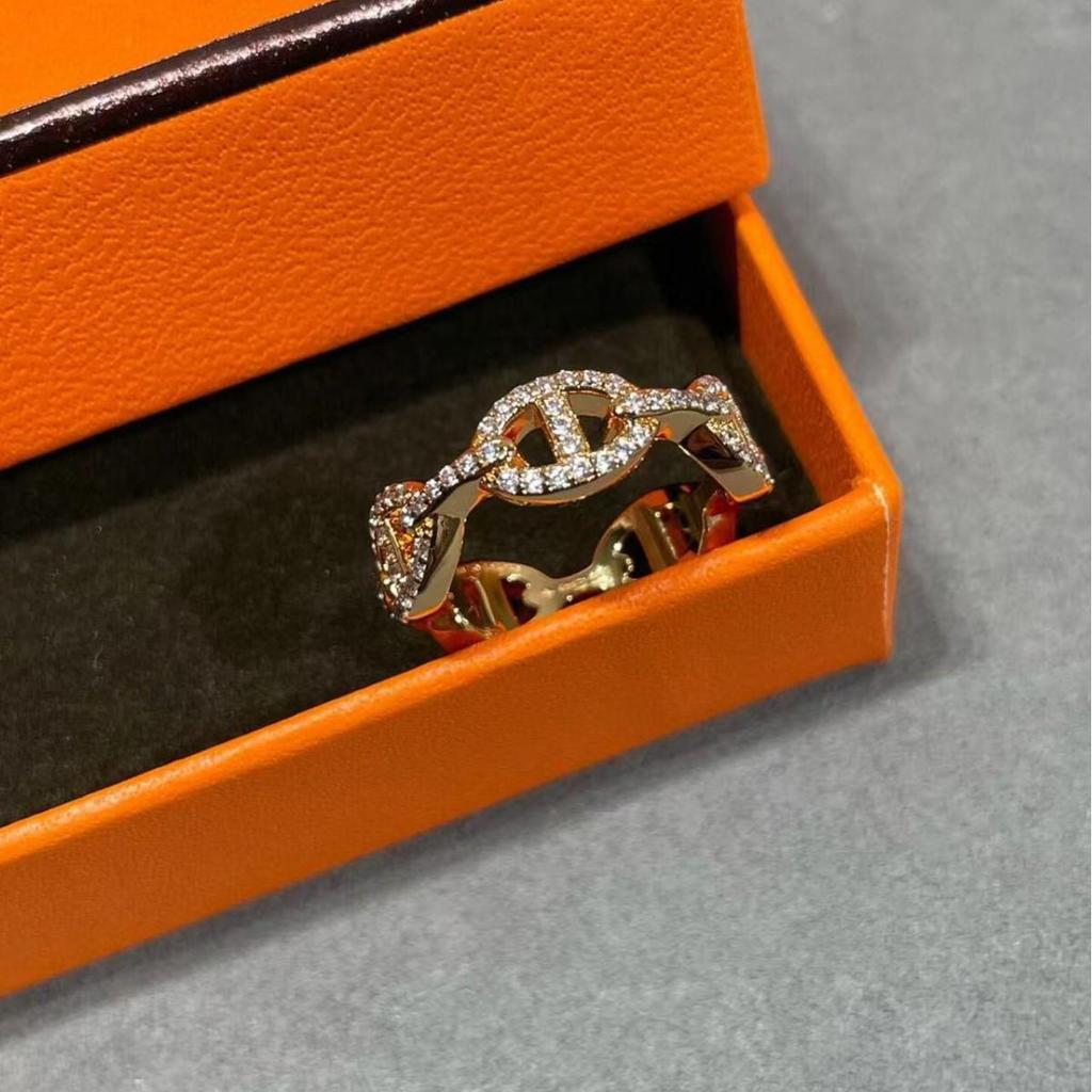 V Gold High Version Женское Толстое Кольцо-Пирсинг Носа из Розового Золота 18 карат с Полным Алмазом Высокой Твердости - Модное и Универсальное Кольцо Серии H.