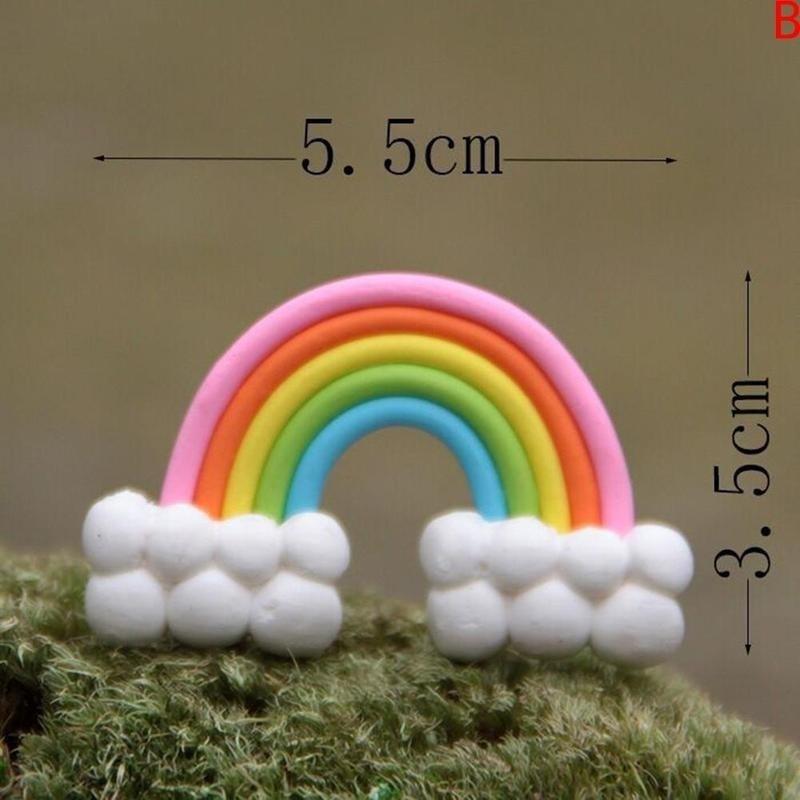 4pcs/set Star Rainbow Cloud Mini Colorful Fairy Garden Terrarium Figurine Decor Set