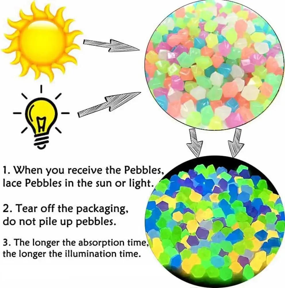 1 пакет-100 г Светящиеся в темноте камни Светящиеся камни Светящийся камень для наполнителей ваз Аквариумы с рыбами Скалы Питание от света