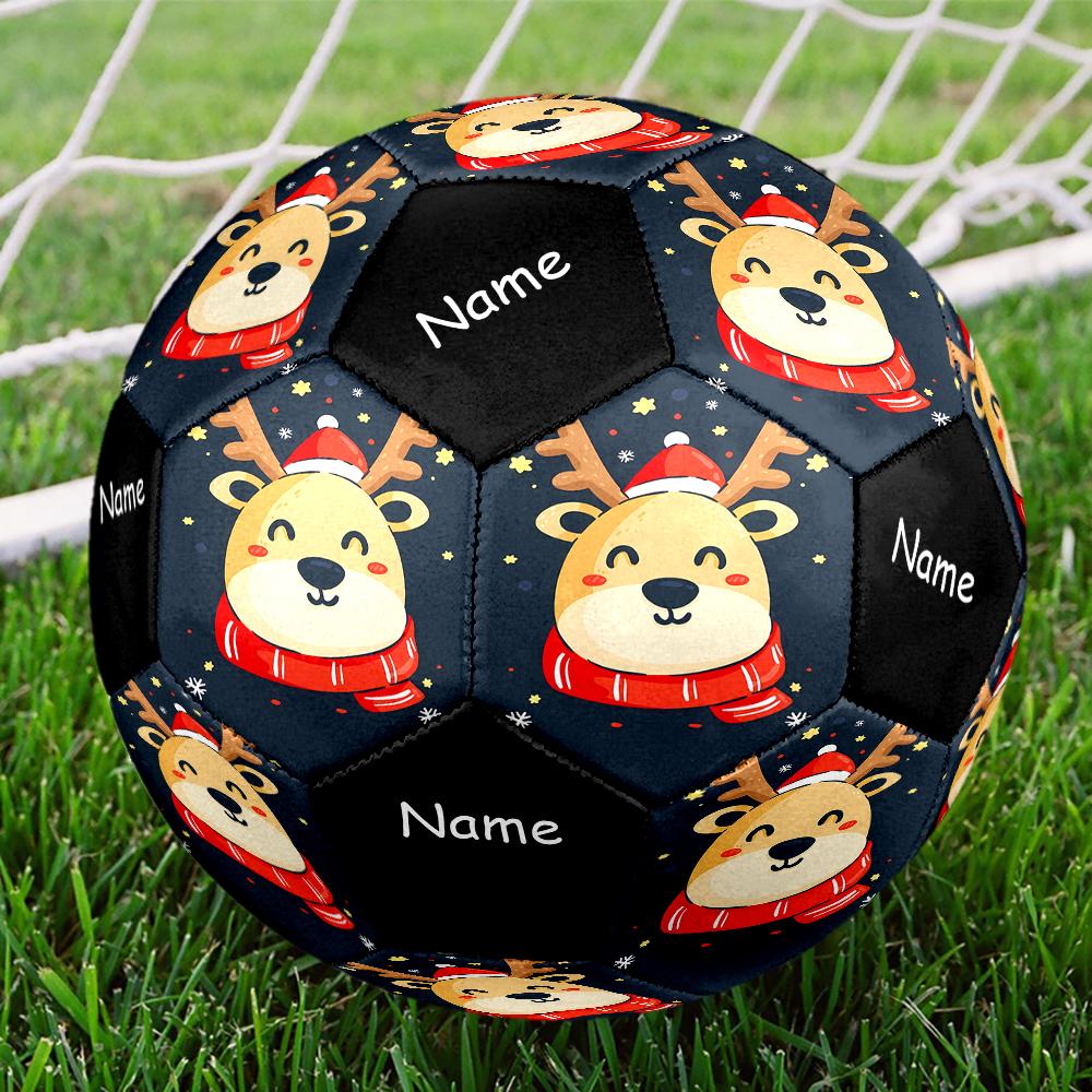 Custom Name Christmas reindeer Theme Size 5 Soccer Ball, Suitable for Both Indoor and Outdoor Matches, a Gift Suitable for Everyone.
