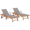 VidaXL Sun Loungers 2 Pcs with Cushion Grey Solid Teak Wood 3073187