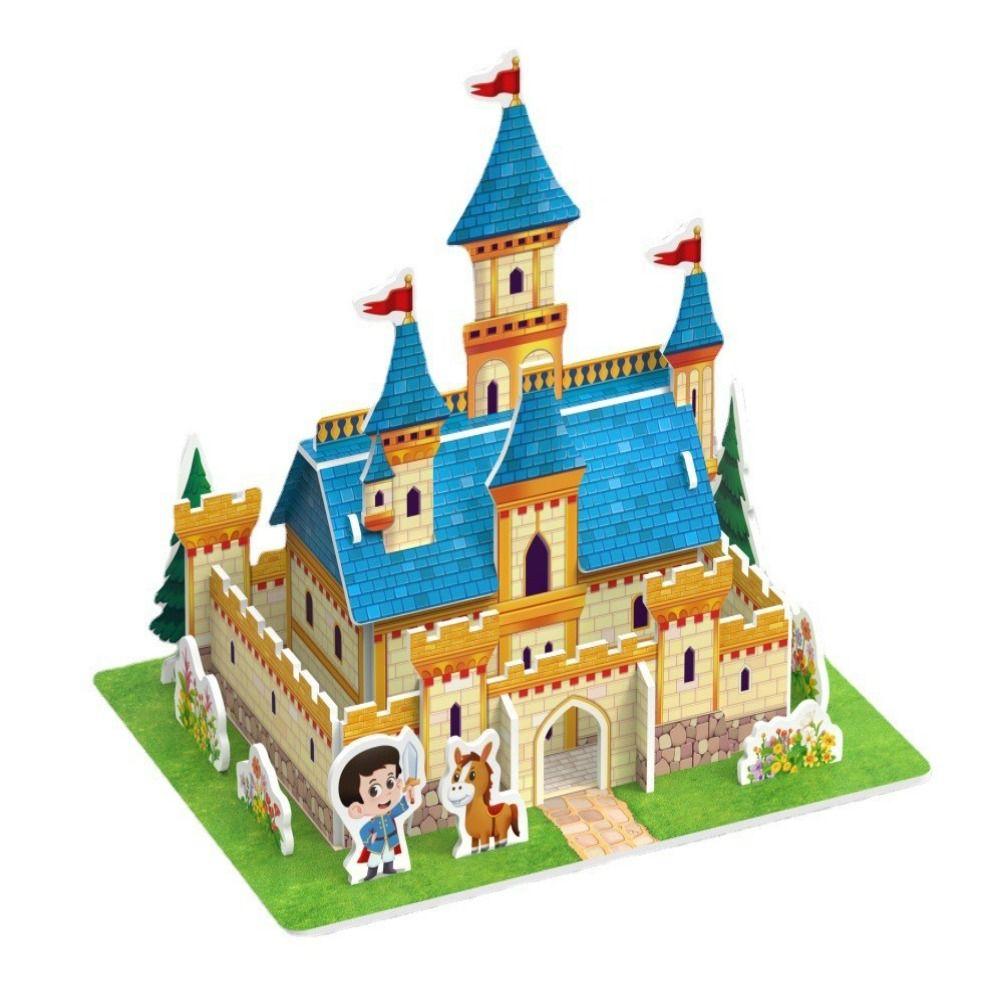 Cardboard 3D Castle Airplane Assembly Model 3d Puzzles Building Block Toy Kindergarten