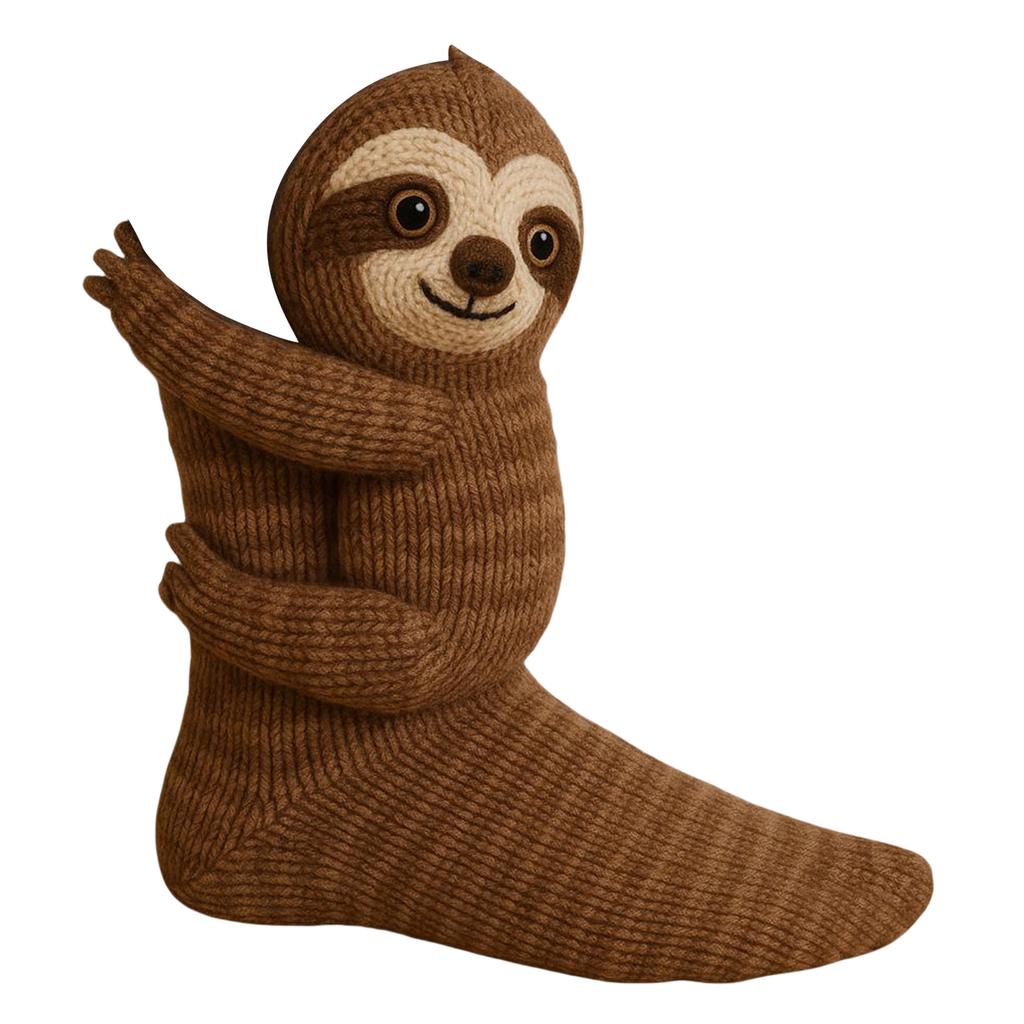 1 Pair Cute Christmas Socks Crochet Animal Socks Breathable 3D Knit Warm Socks Moisture Wicking Double-Layer Cotton Socks Gifts