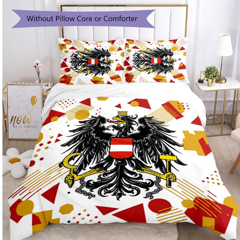 Austria Football Printed Bedding 3 Piece Set Cozy Breathable Bed Cover Set as Housewarming Holiday Gift