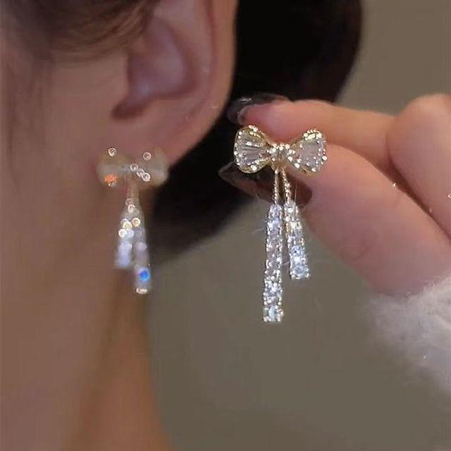 New Fashion Trend Unique Design Elegant Delicate Zircon Pentagram Tassel Pearl Ear Ladies High Jewelry Party Gifts Wholesale