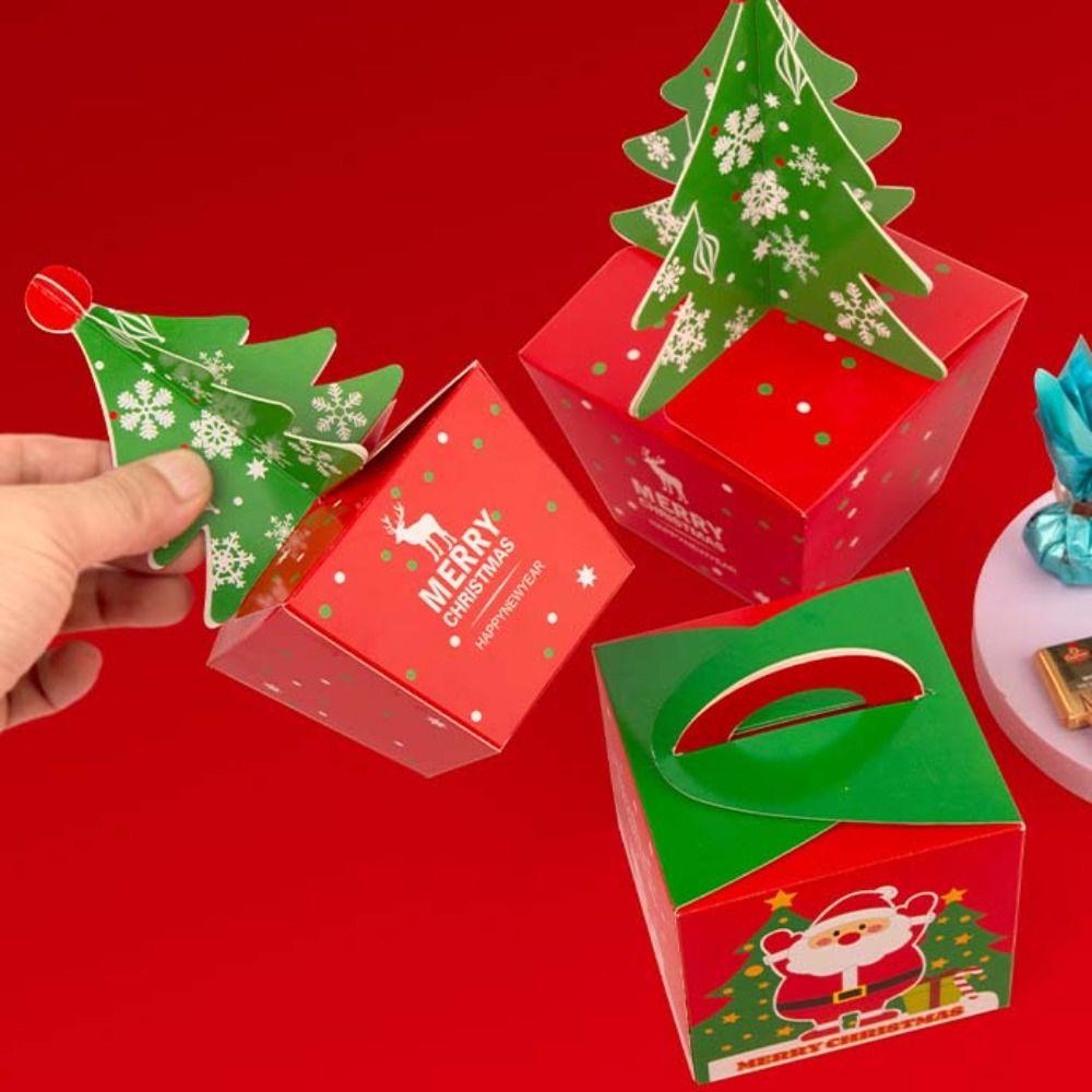 10 Pcs Paper Christmas Gift Box DIY Gift Packaging Box Christmas Tree Candy Box Kids